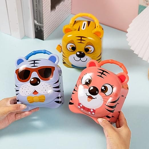 Cute Tiger Money Saving Box, Cartoon Money Piggy Bank, Mini Piggy Bank with Handle And Lock, Metal Body Money Saving Coin Bank for Children, Coin Saving Box for Kids Girls Boys, Adorable Saving Pot Money Box Cute Tiger Money Saving Box, Cartoon Money Piggy Bank, Mini Piggy Bank with Handle And Lock, Metal Body Money Saving Coin Bank for Children, Coin Saving Box for Kids Girls Boys, Adorable Saving Pot Money Box
